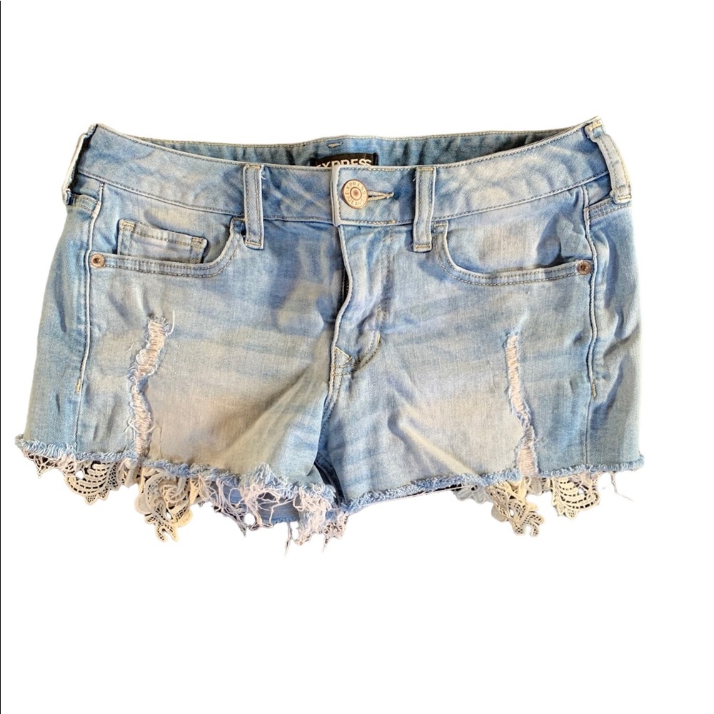 Express size zero light wash shorts